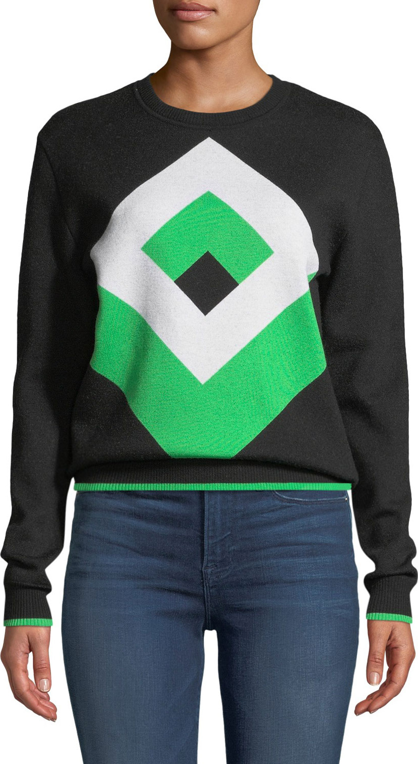 DIANE von FURSTENBERG Cube Graphic Wool Pullover Sweater