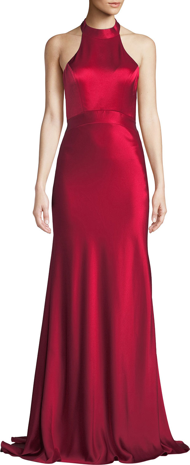 Catherine Deane Kin Satin Halter Gown w/ Open Back