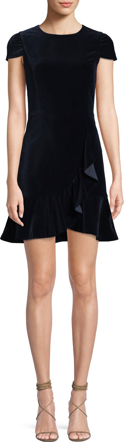 Alice + Olivia Enid Ruffle-Front Fit Flare Dress