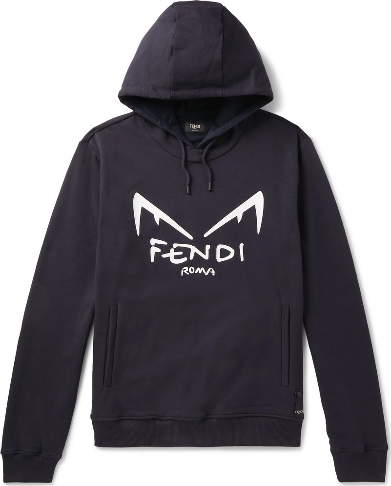 Fendi Logo-Print Loopback Cotton-Jersey Hoodie