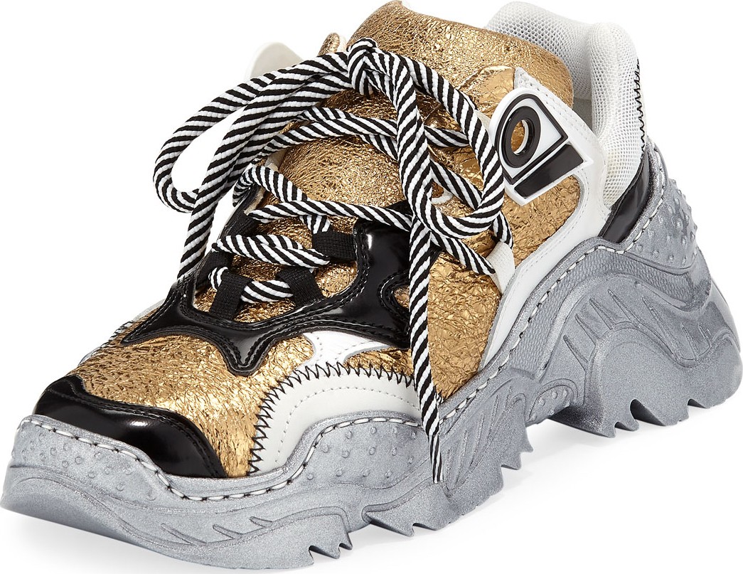 Nº21 Metallic Lace-Up Runner Sneakers Nº21 Metallic Lace-Up Runner Sneakers