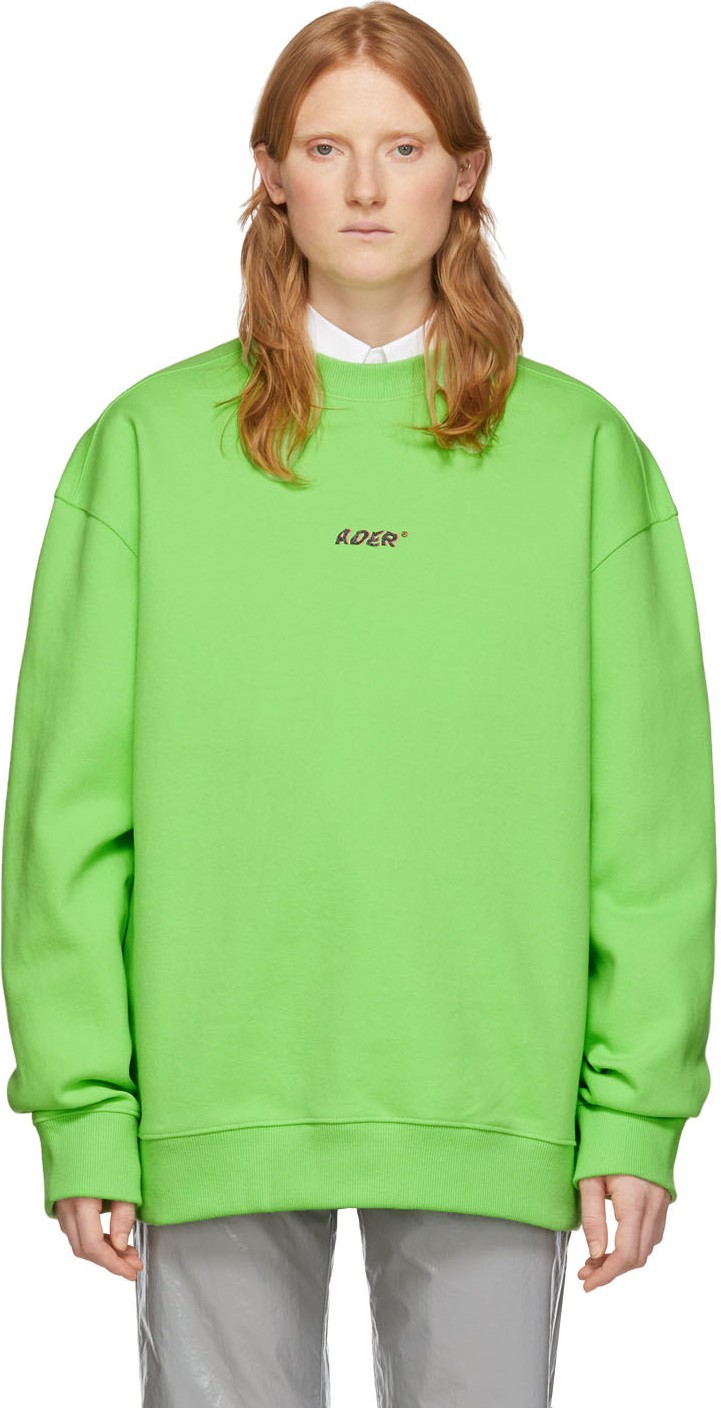 ADER error Green Oversized Logo Sweatshirt