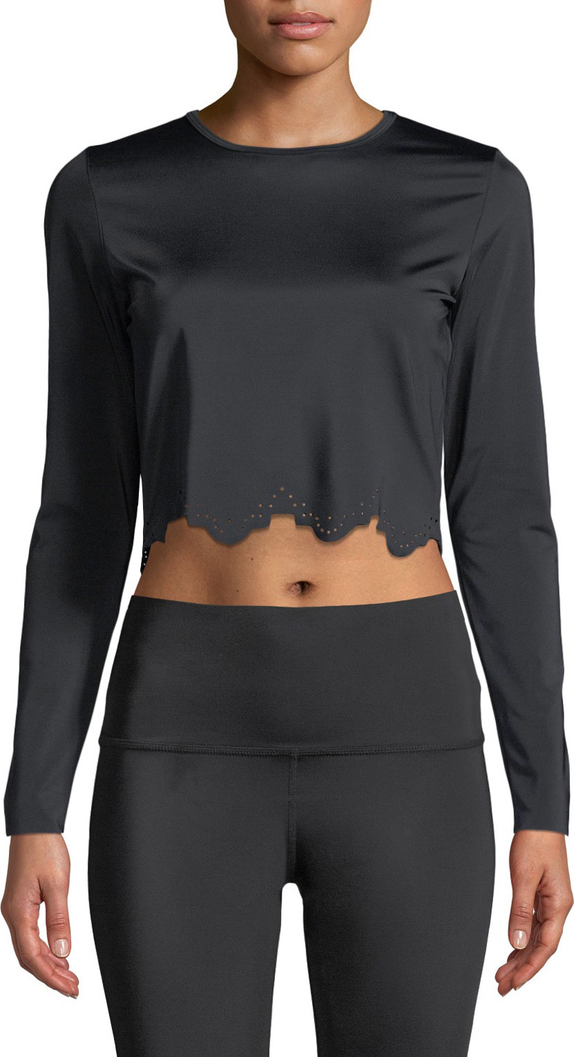 Beyond Yoga Cruz Scalloped Long-Sleeve Activewear Crop Top