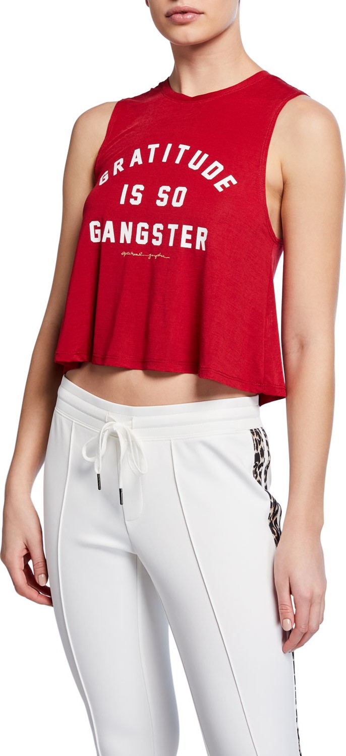Spiritual Gangster Gratitude Scoop-Neck Active Crop Tank