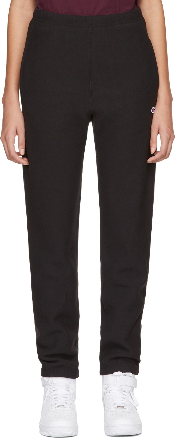 Champion Reverse Weave Black Logo Lounge Pants