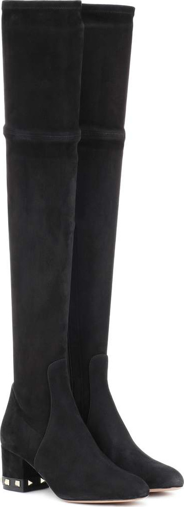 Valentino Valentino Garavani Rockstud suede over-the-knee boots