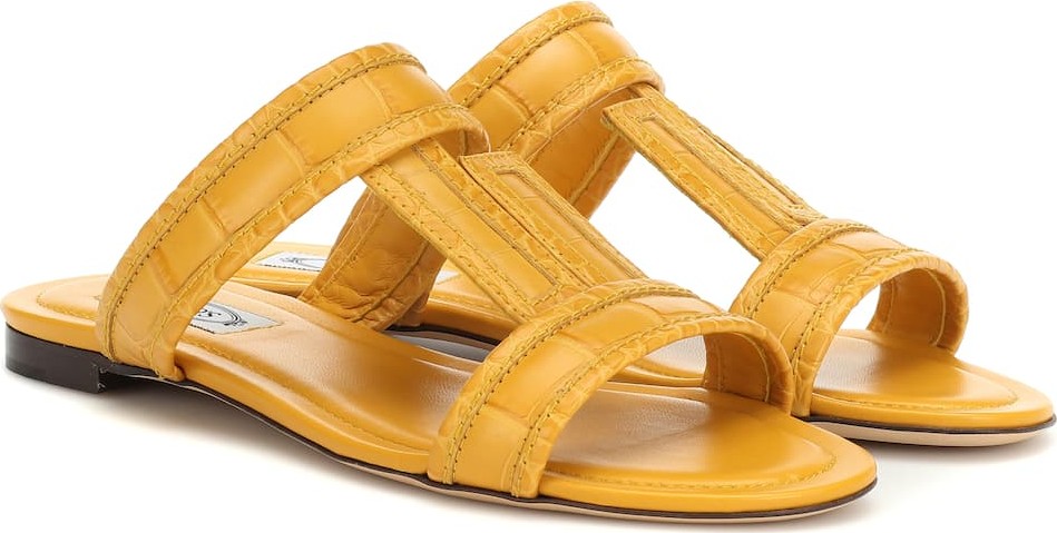 Tod's Croc-embossed leather sandals