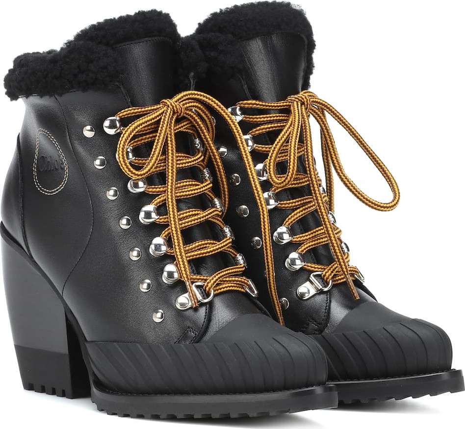 Chloe Rylee leather and shearling boots