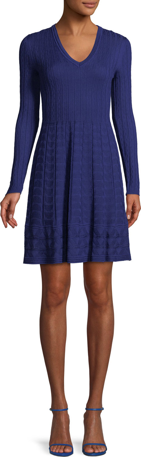 M Missoni V-Neck Solid Knit Dress