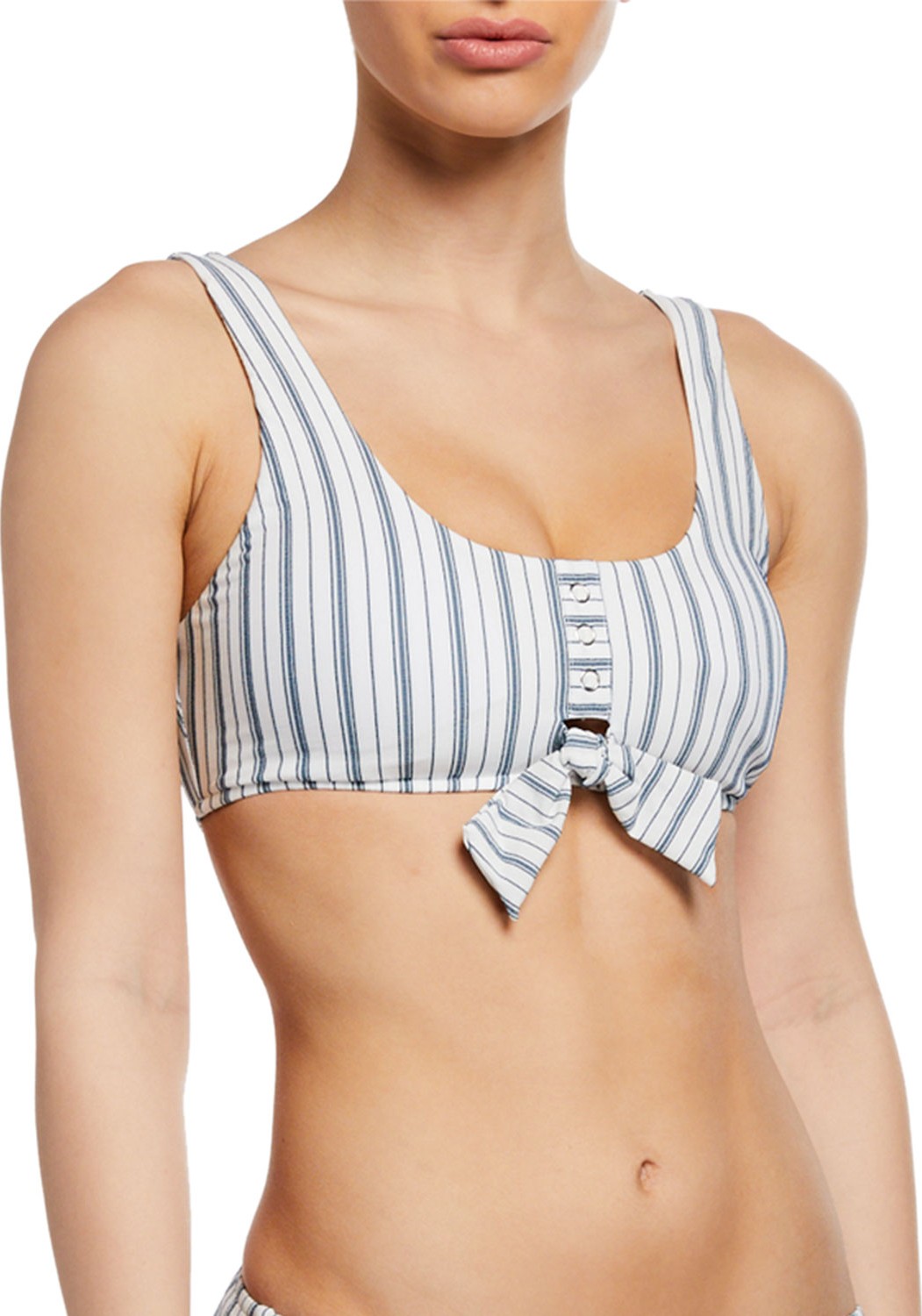 Seafolly Tie-Front Striped Tank Bikini Top