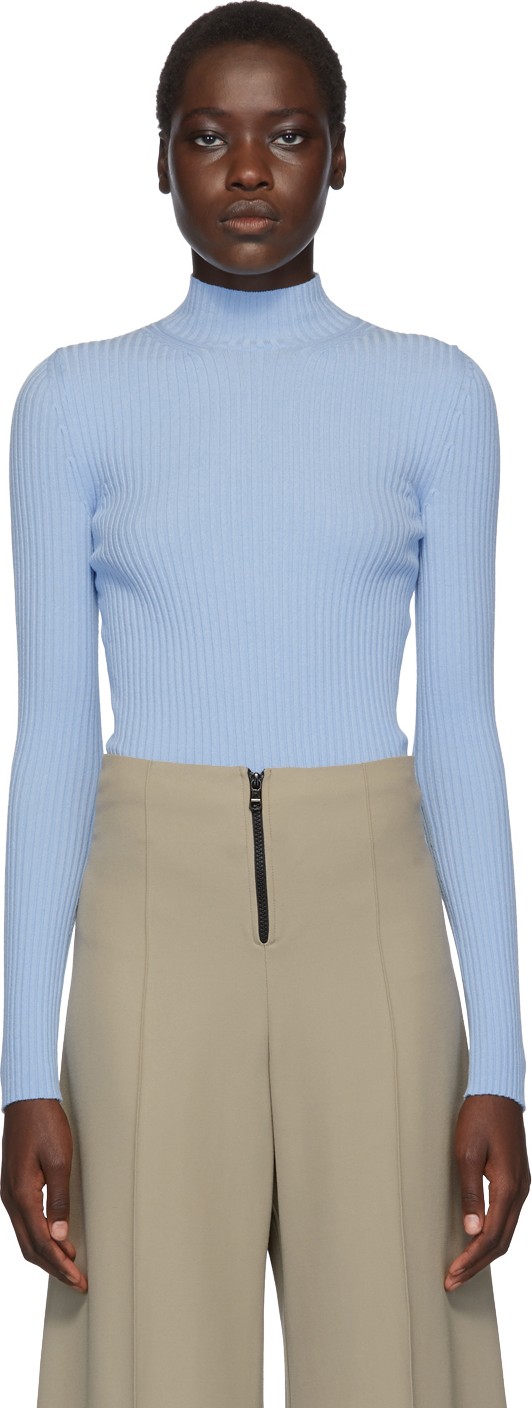 Kwaidan Editions Blue Wool Rib Knit Turtleneck