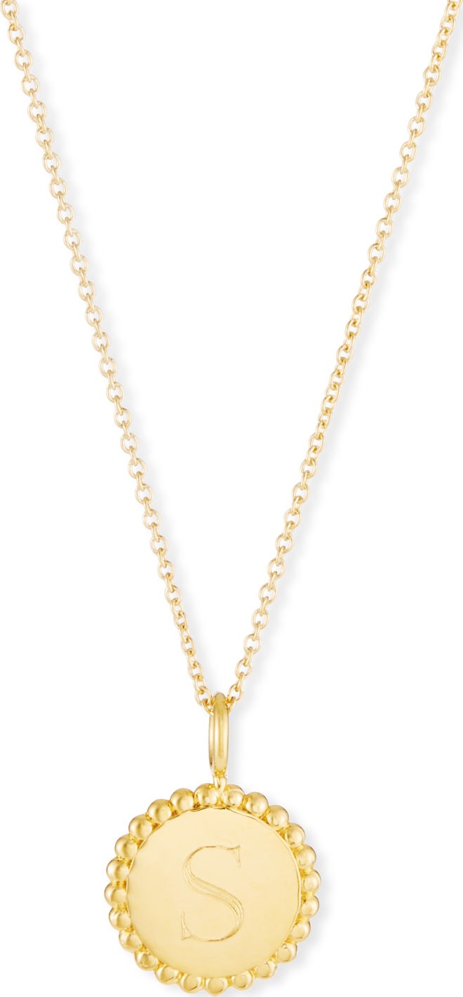 Sarah Chloe Madi Small Engraved Initial Pendant Necklace
