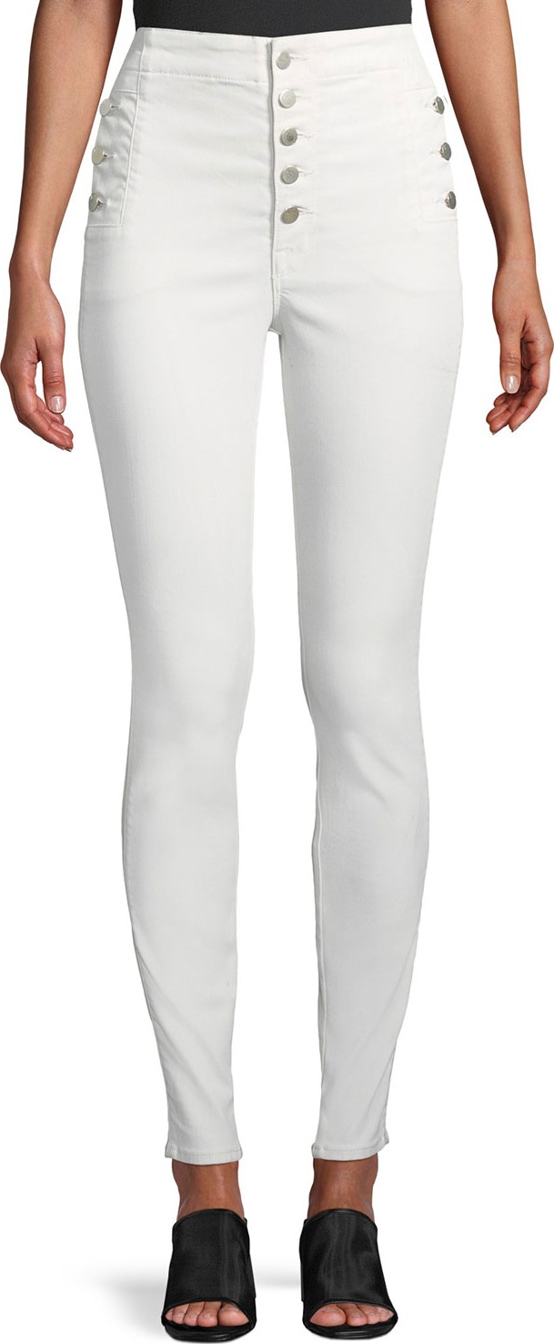 J BRAND Natasha Sky High Button-Fly Coated Skinny Jeans