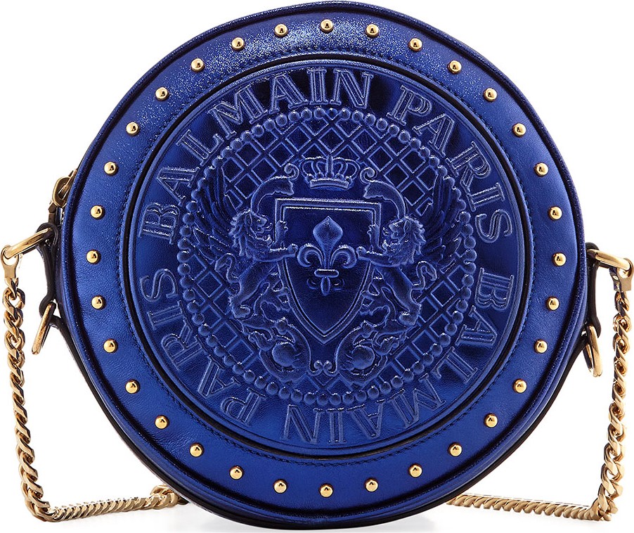 Balmain Disco Metallic Circle Crossbody Bag