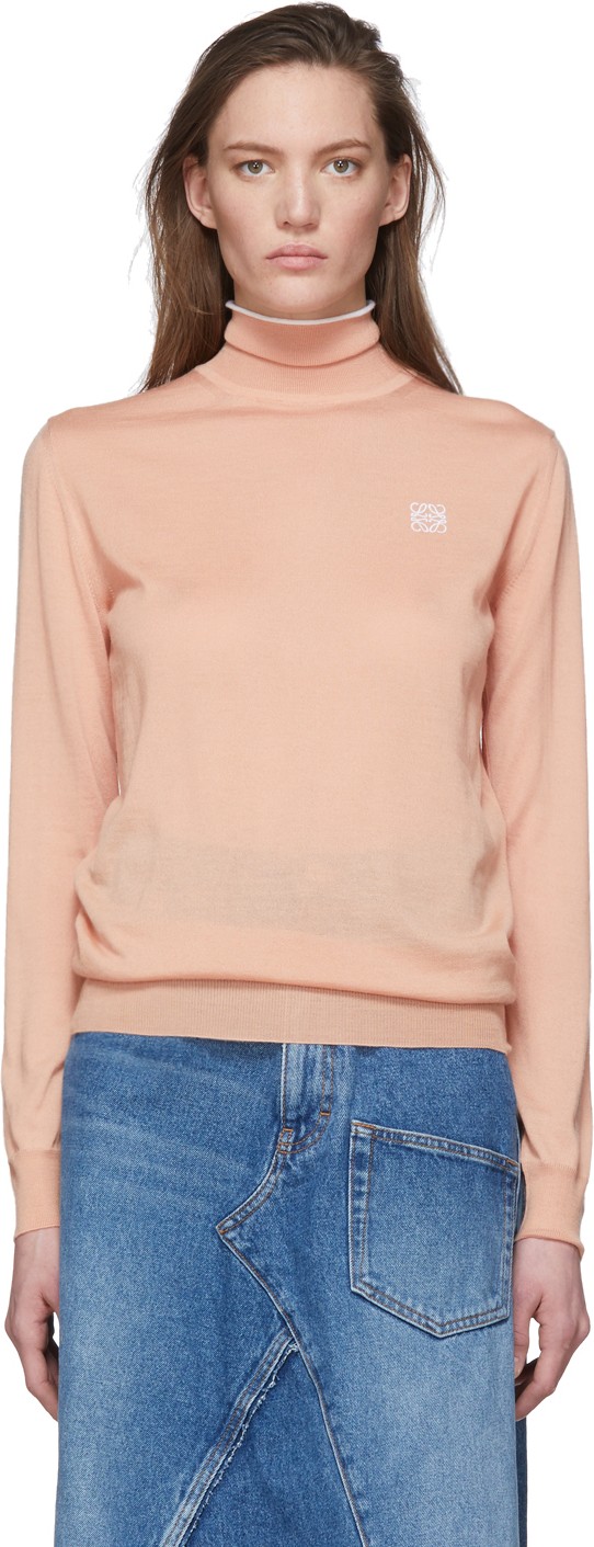 LOEWE Pink Cashmere Anagram Turtleneck