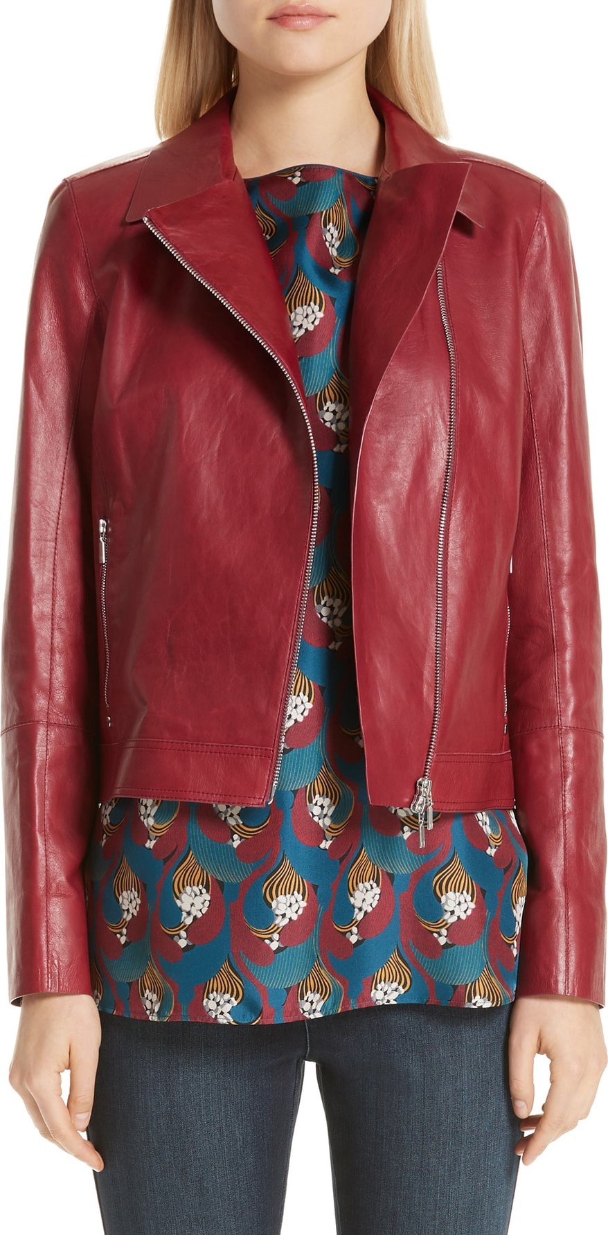 Lafayette 148 New York Marykate Leather Moto Jacket