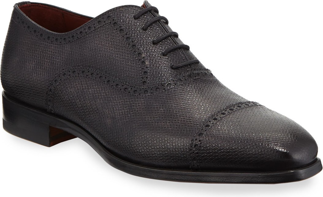 MAGNANNI Men's Textured Lace-Up Dress Shoes