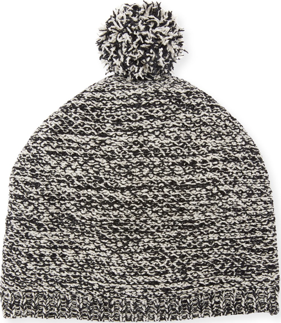 Eileen Fisher Cotton Chenille Beanie Hat w/ Pompom