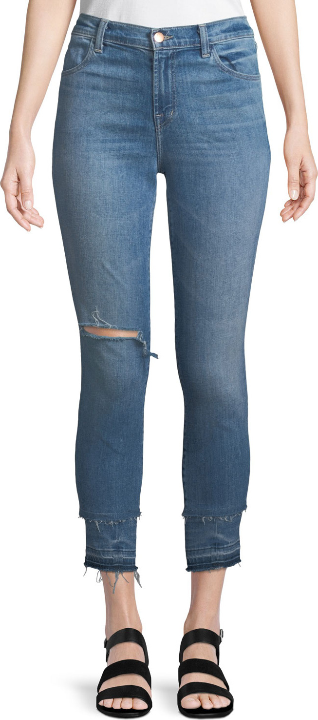 J BRAND Alana High-Rise Cropped Skinny Jeans with Ripped Knee