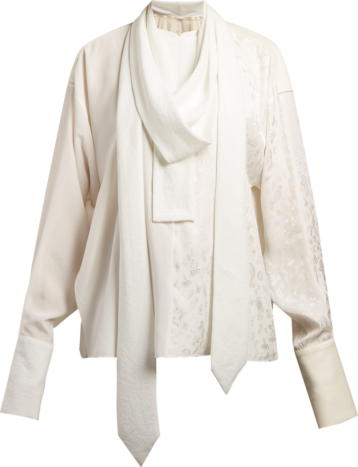 LOEWE Pussy-bow jacquard-satin blouse