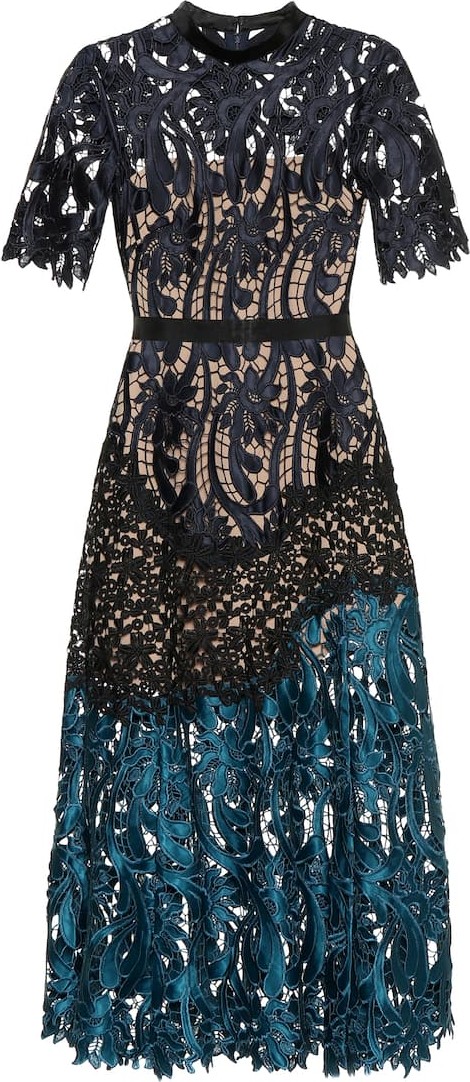 Self Portrait Prairie guipure lace midi dress