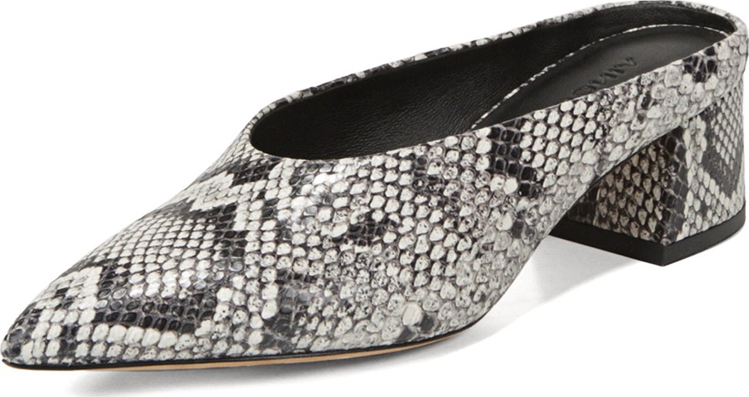 Vince Ralston Snake-Print Leather Mules