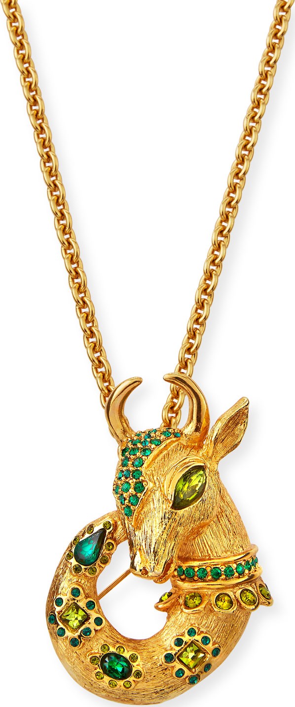 Oscar De La Renta Crystal Deer Brooch