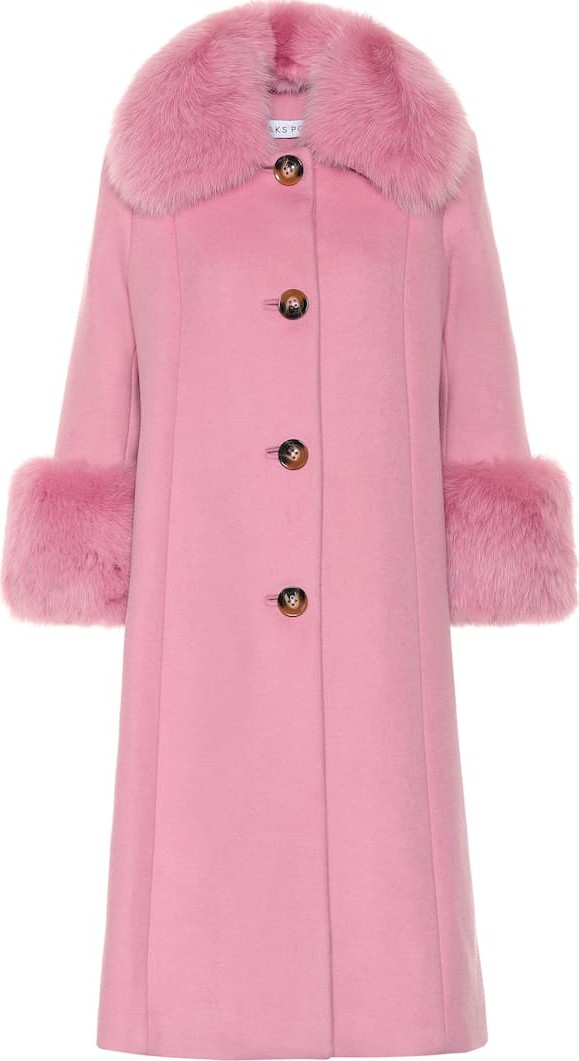 Saks Potts Yvonne fur-trimmed wool coat