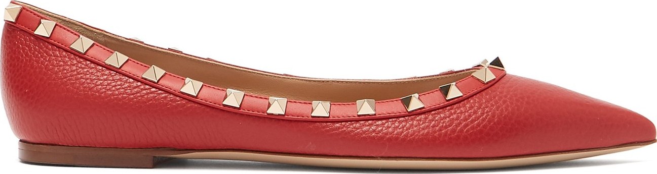 Valentino Rockstud grained-leather flats