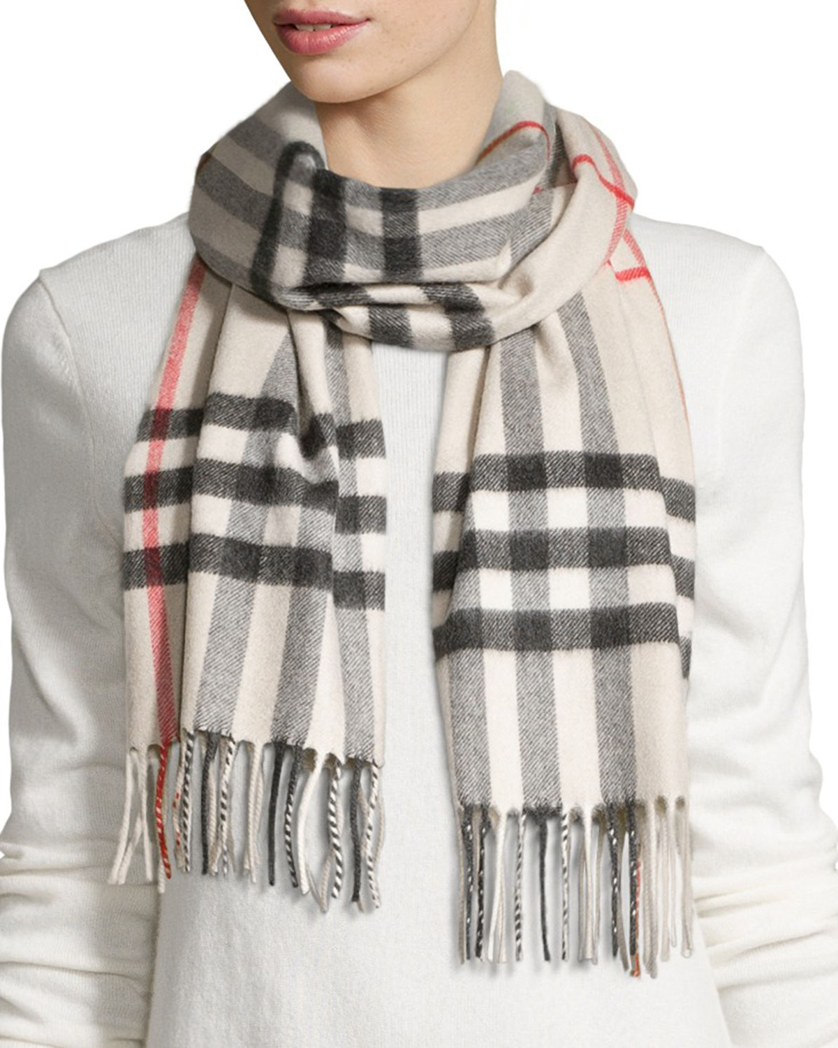 Burberry London England Giant-Check Cashmere Scarf