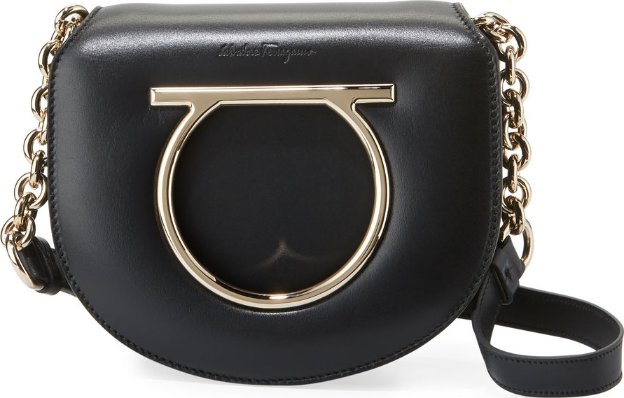 Salvatore Ferragamo Small Lock Gancio Crossbody Bag, Black