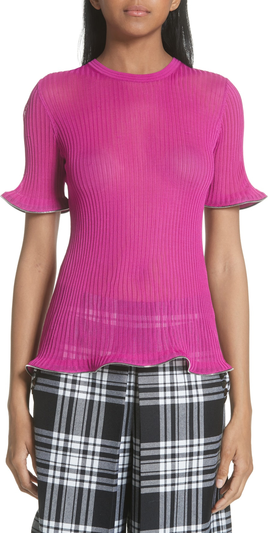 Alexander Wang Ruffle Zipper Edge Top