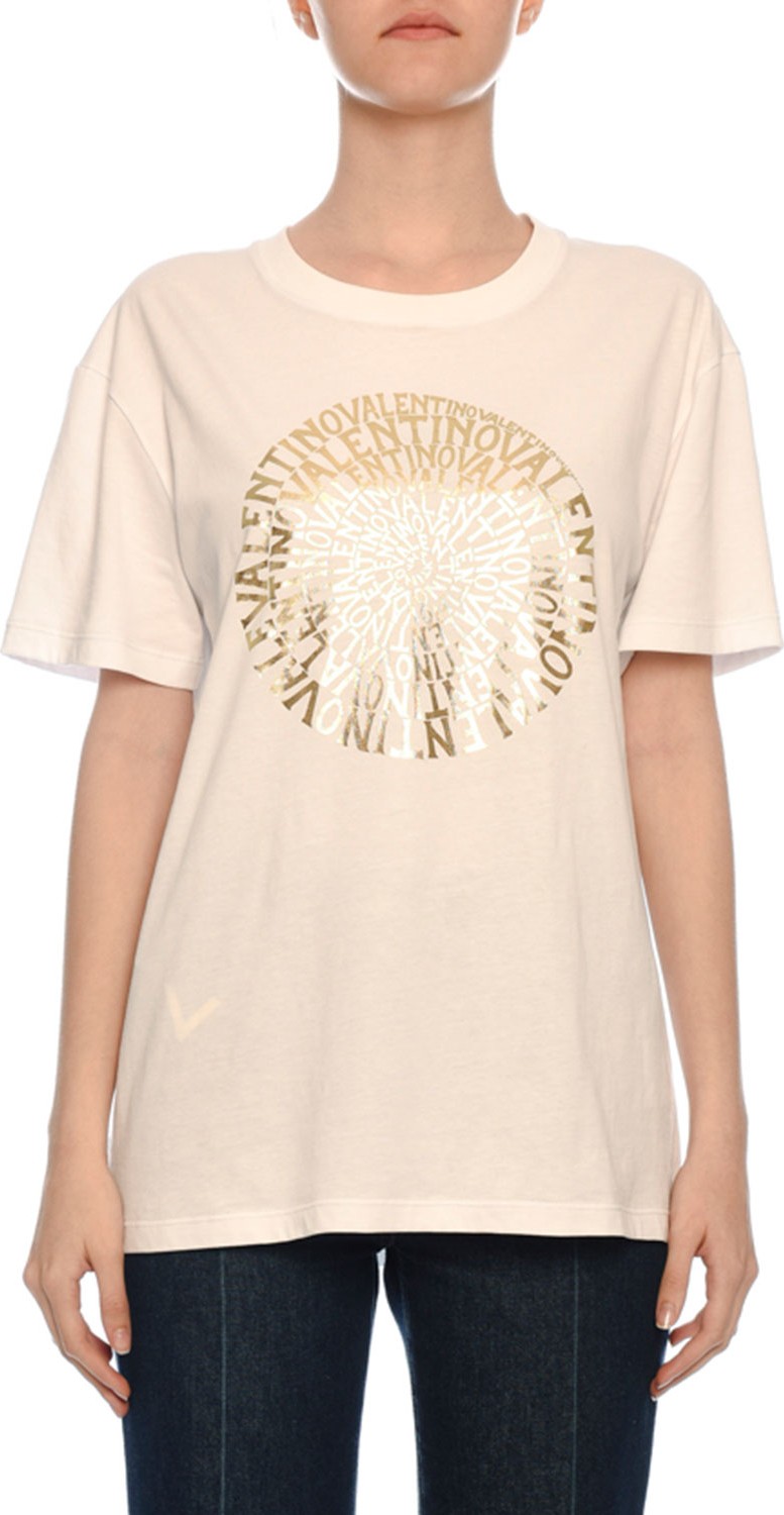 Valentino Golden Vertigo Print Short-Sleeve Crewneck Cotton Jersey T-Shirt