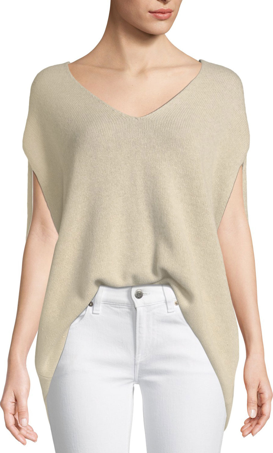 Theory V-Neck Cashmere Cape Sweater