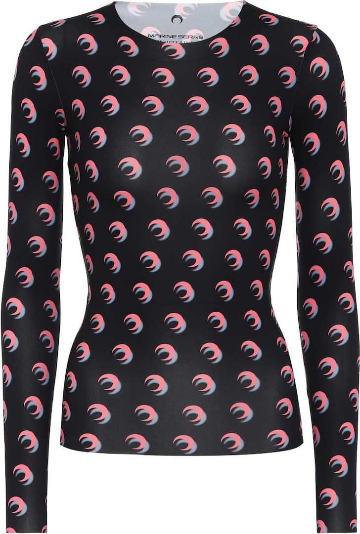Marine Serre Printed stretch-jersey top