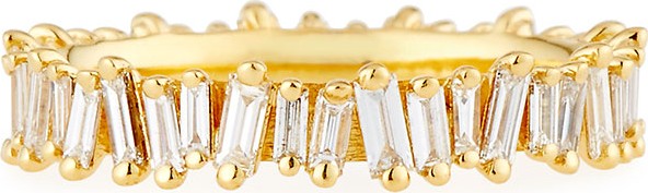 Suzanne Kalan Fireworks Diamond Baguette Eternity Ring in 18k Yellow Gold, Size 6.5