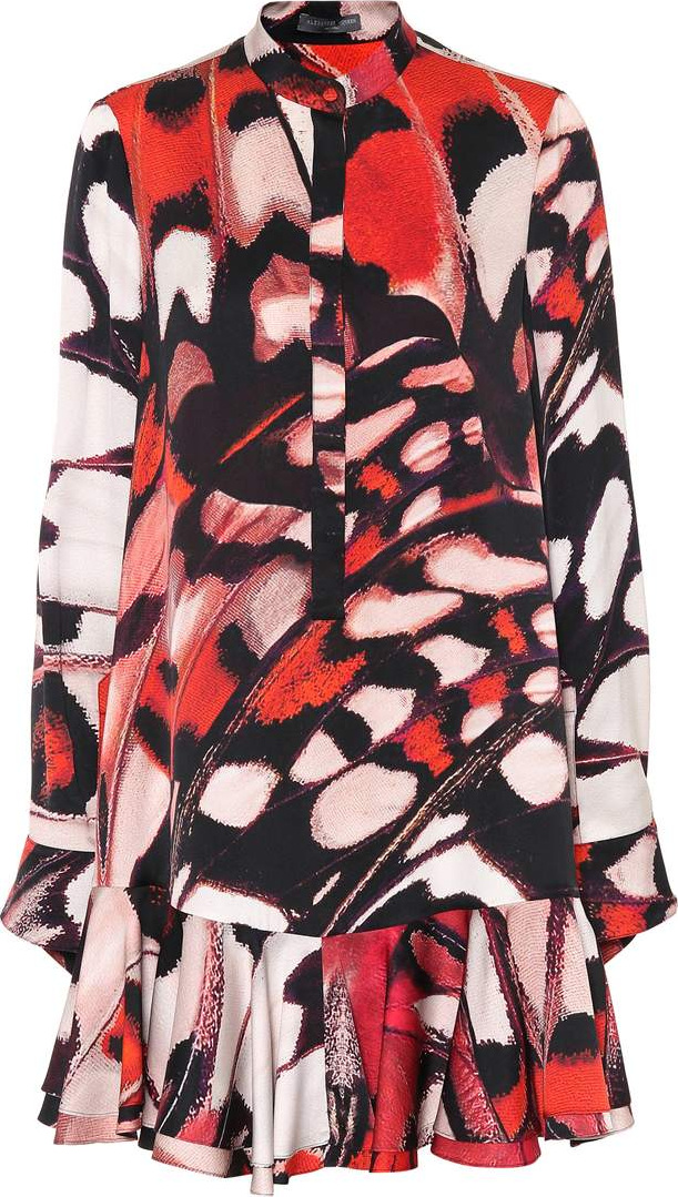 Alexander McQueen Butterfly-printed silk satin dress