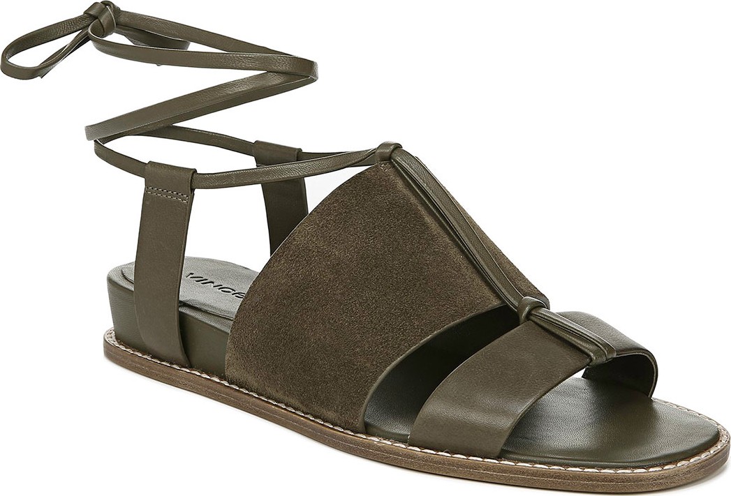 Vince Forster Flat Leather Ankle-Tie Sandals