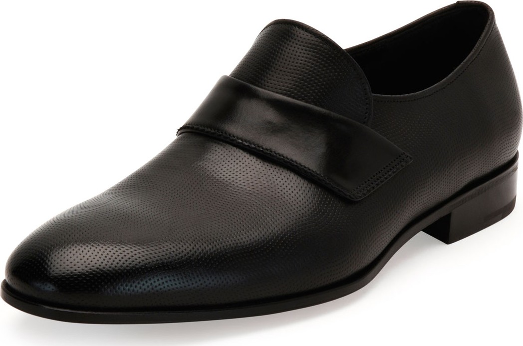Salvatore Ferragamo Semi-Perforated Calfskin Loafer, Black