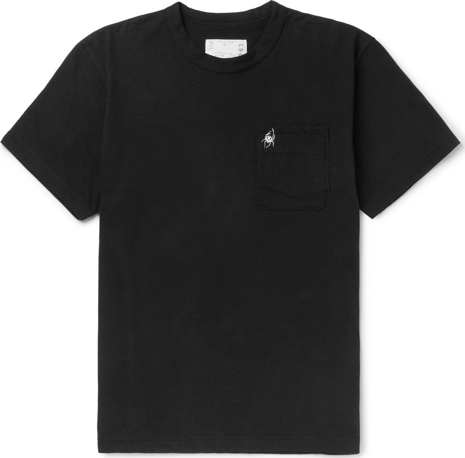 Sacai + Dr Woo Embroidered Cotton-Jersey T-Shirt