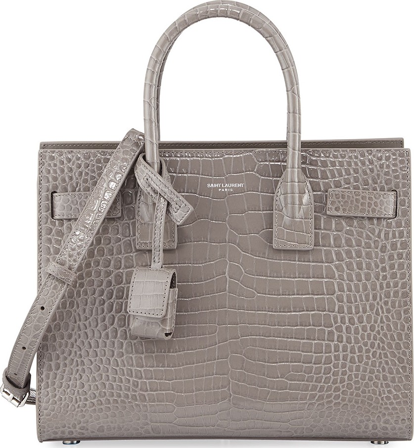 Saint Laurent Sac de Jour Baby Crocodile-Embossed Leather Satchel Bag