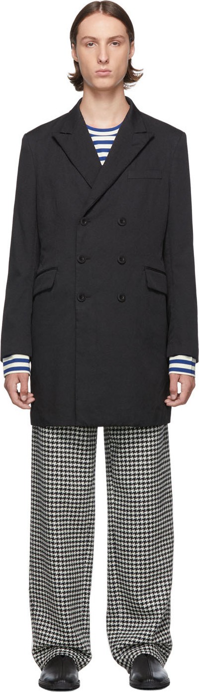 Junya Watanabe Black Double-Breasted Milled Coat