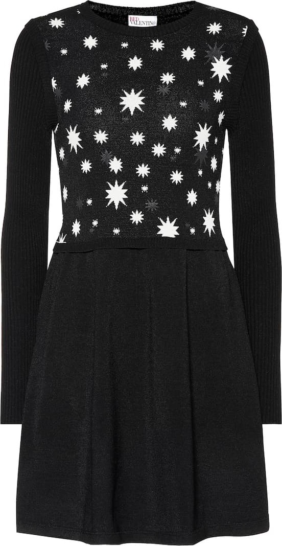 RED Valentino Jacquard knit and crêpe dress