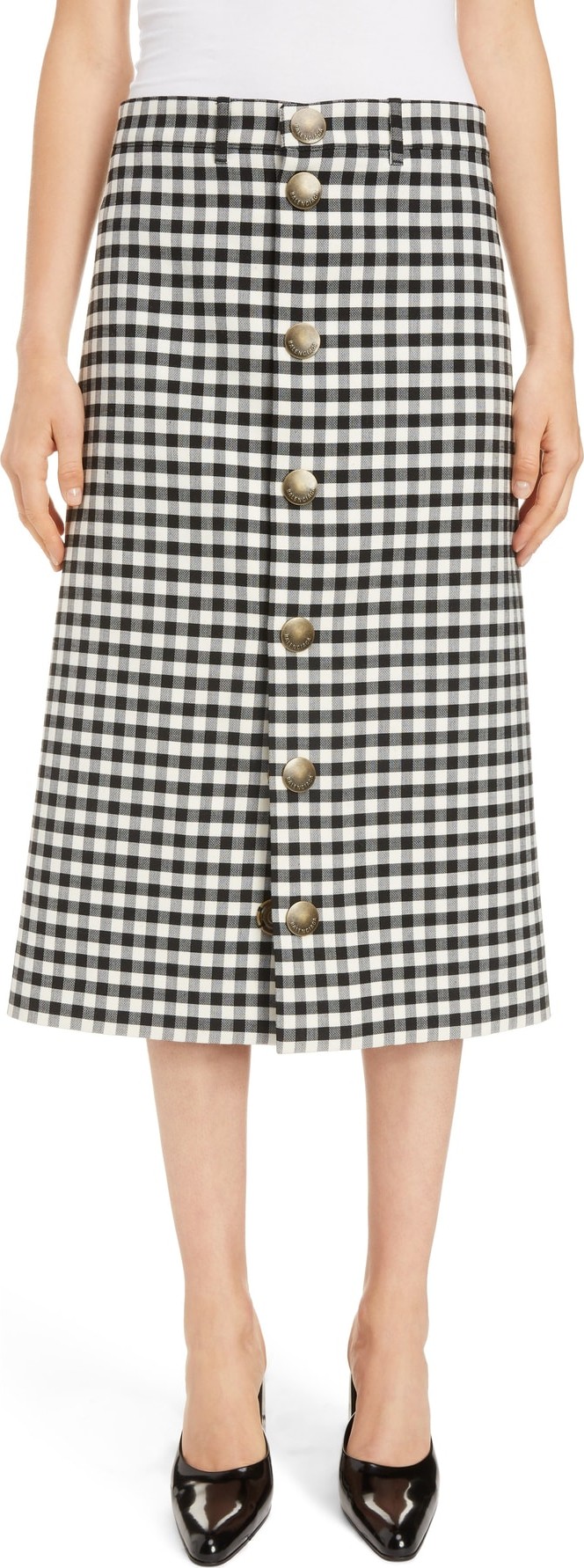 Balenciaga Snap Front Vichy Skirt Balenciaga Snap Front Vichy Skirt