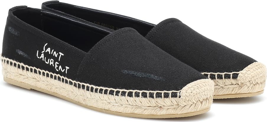 Saint Laurent Embroidered cotton espadrilles