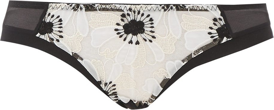 Myla Winchester Road floral-embroidered satin briefs
