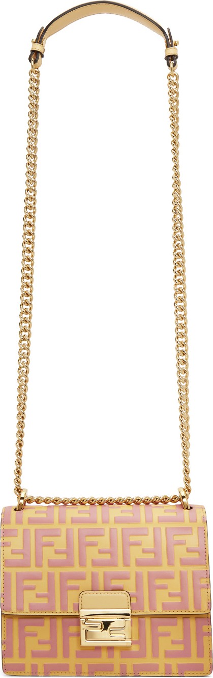 Fendi Pink & Beige Small 'Forever Fendi' Kan U Bag