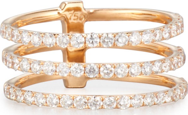 Bessa 18K Rose Gold Three-Row Ring with Diamonds