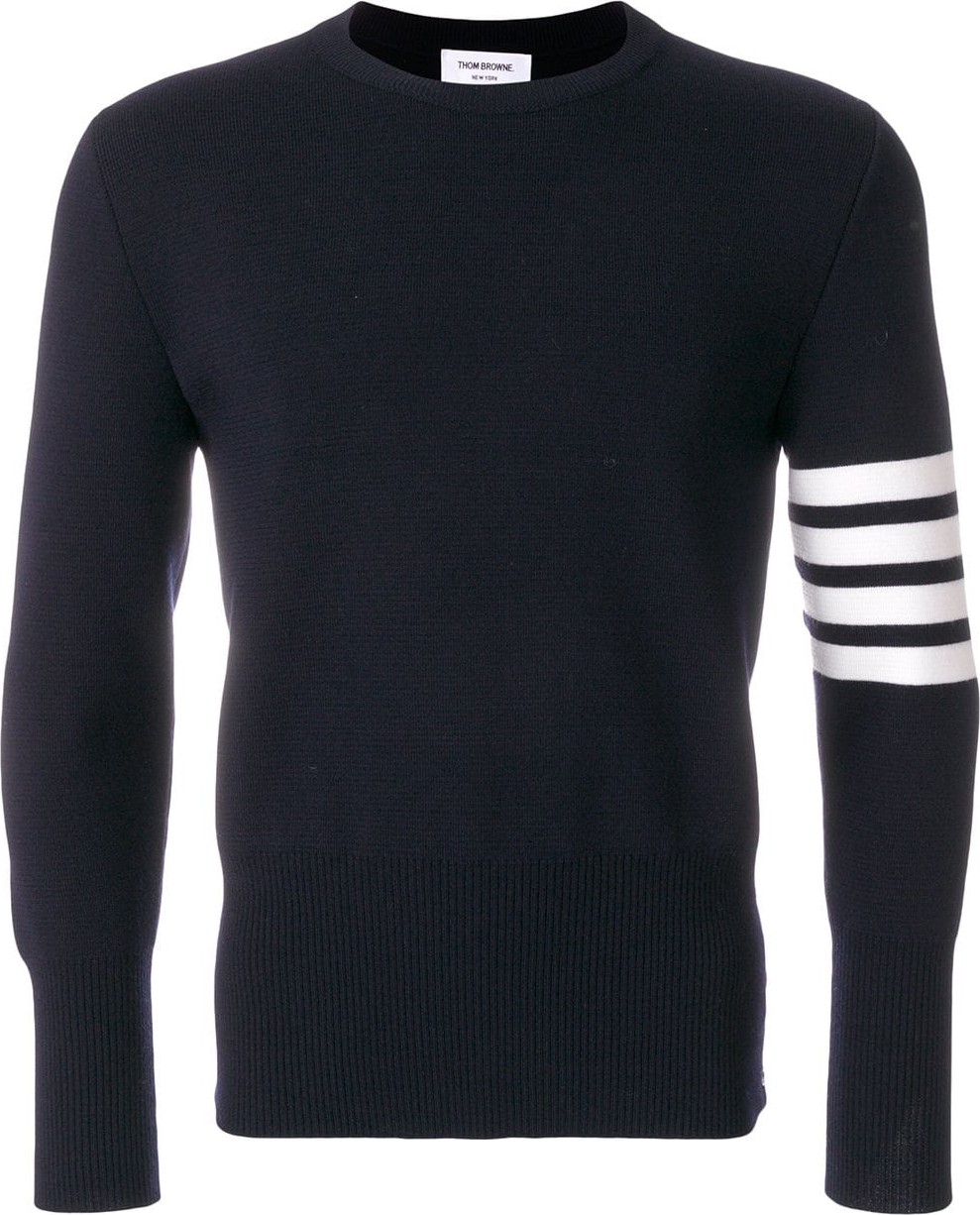 Thom Browne 4-Bar Stripe Milano Stitch Merino Pullover