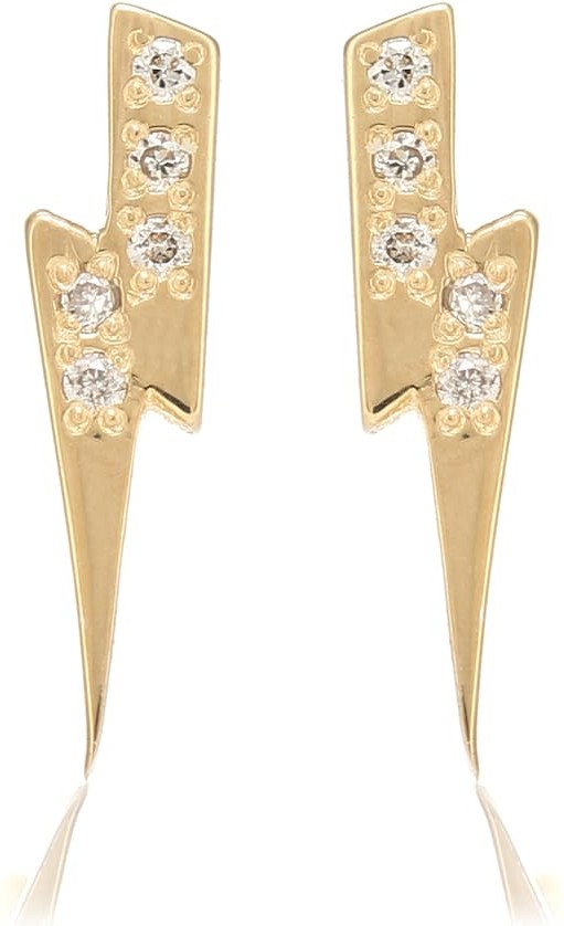 Sydney Evan Lightning Bolt 14kt yellow gold and diamond earrings